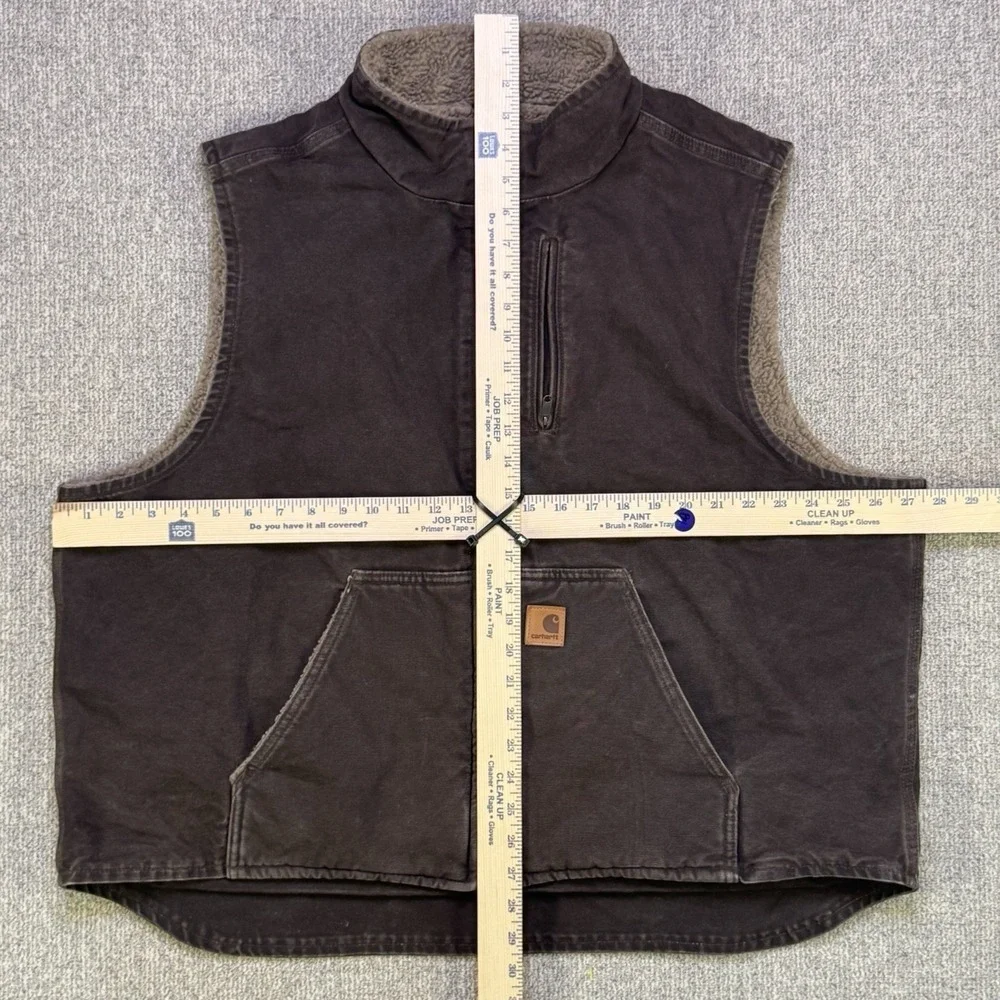 Carhartt V33 DKB Vest XXL Dark Brown Duck Canvas Sherpa Lined Workwear‎ Western